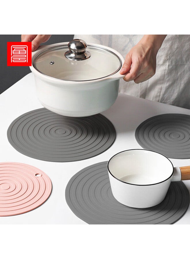 Foojo Silicone Placemats, Heat-resistant Mats For Home And Camping, Table Mats, Pot Holders, Thickened With Thread Pattern, 2-pack, Gray + Pink - Image 3