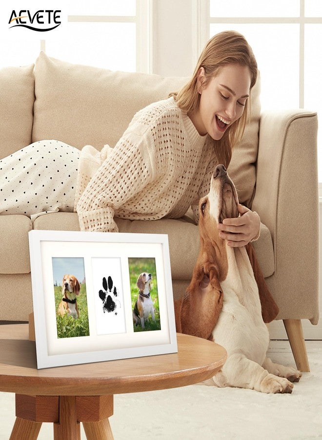 AEVETE 8x15 Pet Paw Print Picture Frame Inkless Kit Wooden Pet Memorial Gifts for Tabletop or Wall Display Three 4x6 Photos White - Image 4