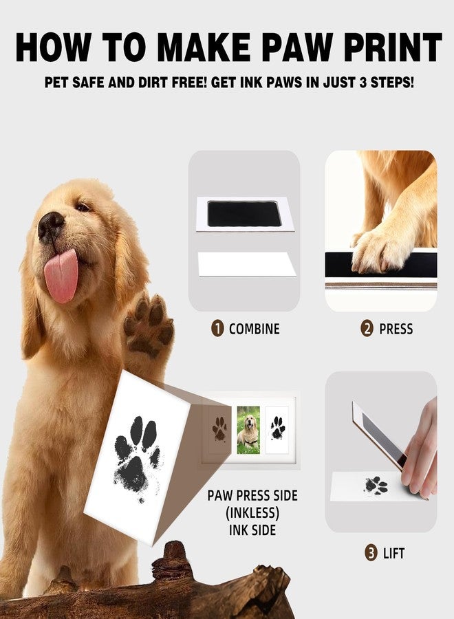 AEVETE 8x15 Pet Paw Print Picture Frame Inkless Kit Wooden Pet Memorial Gifts for Tabletop or Wall Display Three 4x6 Photos White - Image 3