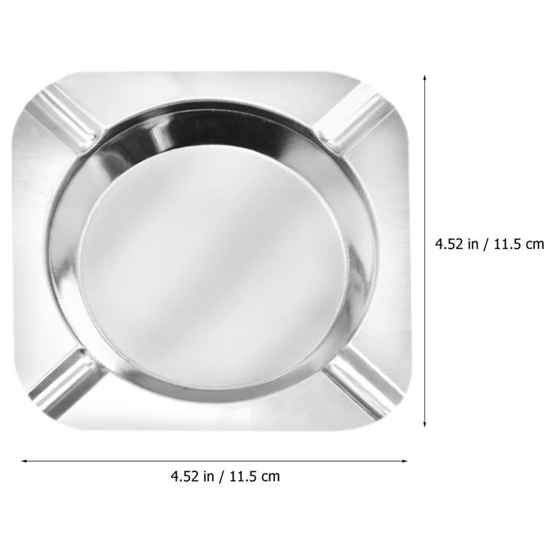 Stainless Steel Square Ashtray 2Pcs Set Portable Indoor Outdoor Home Car Use - Image 3