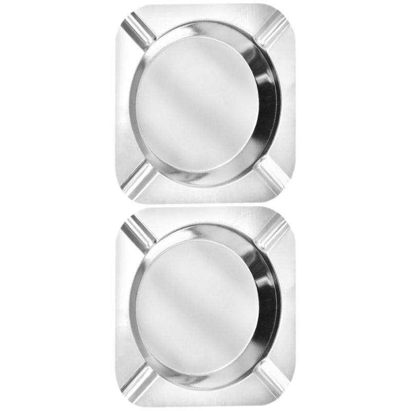 Stainless Steel Square Ashtray 2Pcs Set Portable Indoor Outdoor Home Car Use - Image 2