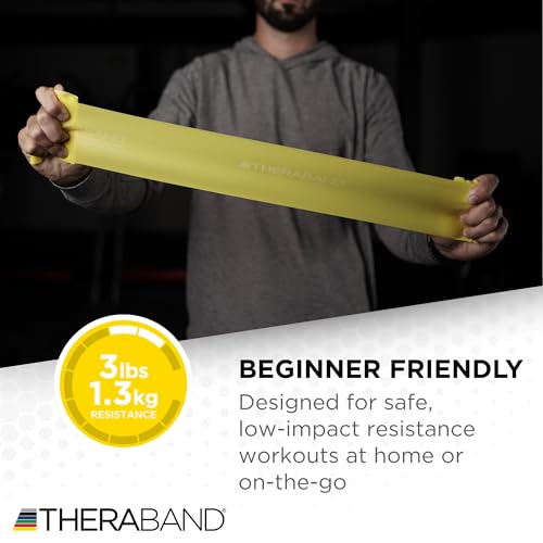 THERABAND Resistance Bands Set, Beginner Kit, Yellow, Red, Green, Latex Elastic Bands for Exercise & Physical Therapy, Strength Training Bands for Upper & Lower Body Fitness - Image 4