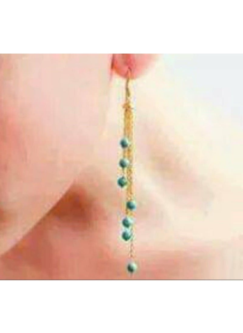 اكسوارات ار ايه حلق حريمي أنيق ذهبى مع تركواز  - Image 1