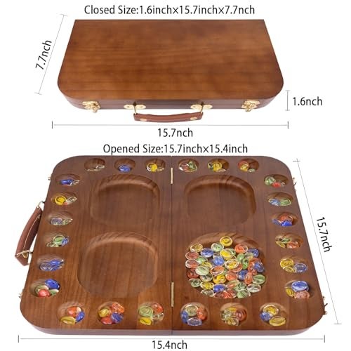 WodGod 4 Player Wooden Mancala Board Game4 Player Mancala Board Game Set Great Glass BeadsClassic Portable Marble Game for Family Night and Travel - Image 5