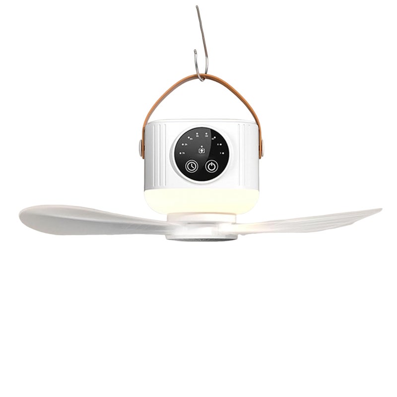 Portable Ceiling Fan Mini USB Camping Tent Fan Light with Remote Control with 3 Detachable Fans 3600mAh Battery Powered Rechargeable Smart Timing 4 Adjustable Wind Speeds for Outdoor Dormitory (White with Tripod) - Image 1