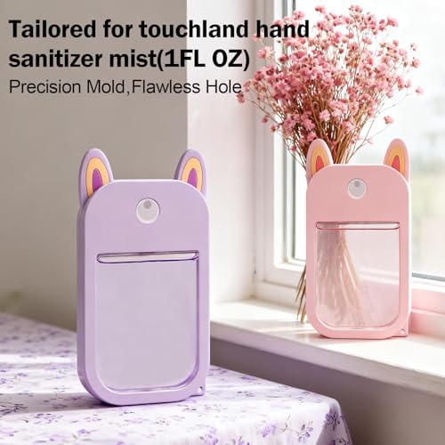 Fcgbdbz 2 Pack Cute Hand Sanitizer Holder Keychain, Compatible with Touchland Hand Sanitizer Spray (1oz/30ml), Travel Size Silicone Case with Key Ring, Portable for Backpack Purse Bag, Purple & Pink - Image 3