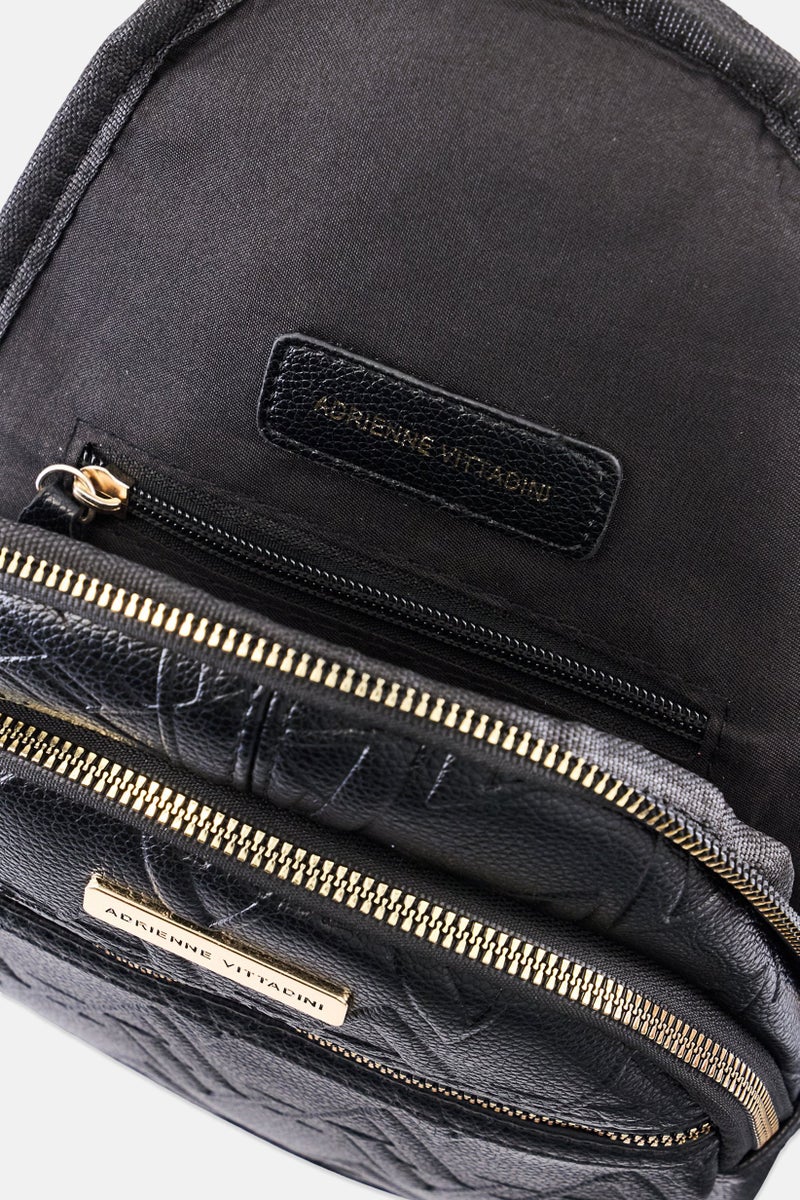 ADRIENNE VITTADINI Women Brand Logo Sling Bag, Black - Image 4