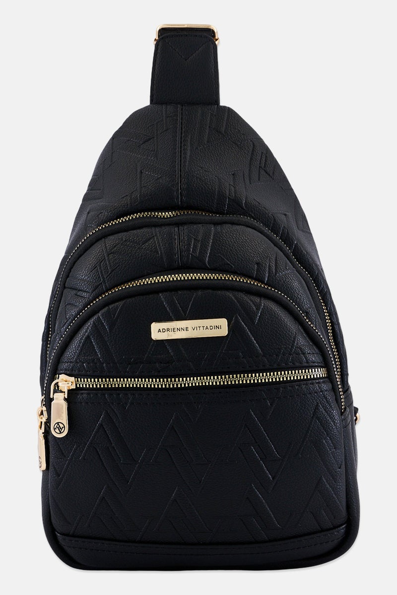 ADRIENNE VITTADINI Women Brand Logo Sling Bag, Black - Image 1