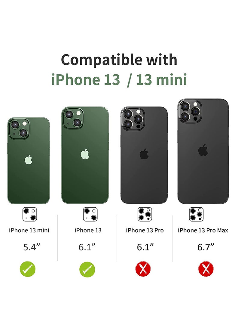 Theodor iPhone 13/ 13 Mini 2 Pcs Camera Lens Protector With 9H Tempered HD Glass Camera Cover Anti Scratch Aluminum Alloy Camera Ring, Green - Image 5