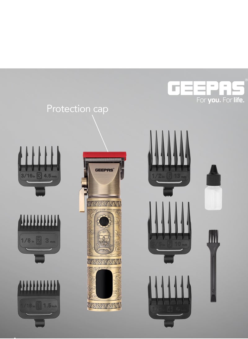 Professional Hair And Beard Clipper With High Capacity Li-ion Battery And Fast Charging, 6 Separate Comb Attachments and 1 Protection Cap | LED Display, Perfect for Home and Saloon