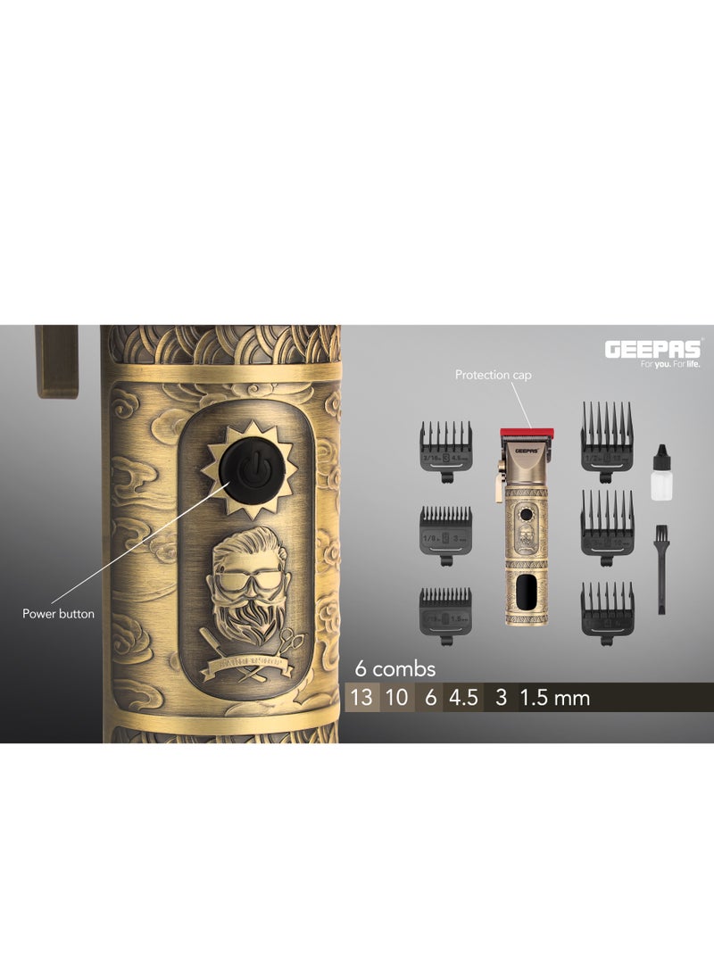 Professional Hair And Beard Clipper With High Capacity Li-ion Battery And Fast Charging, 6 Separate Comb Attachments and 1 Protection Cap | LED Display, Perfect for Home and Saloon