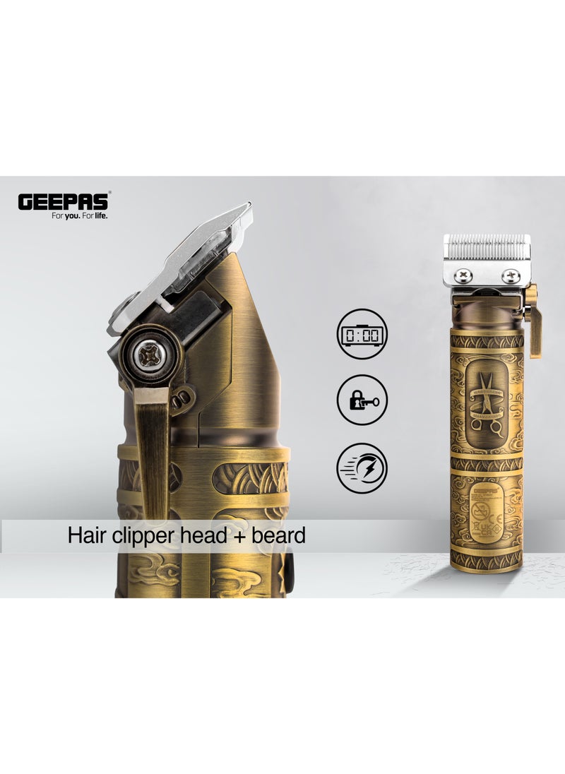 Professional Hair And Beard Clipper With High Capacity Li-ion Battery And Fast Charging, 6 Separate Comb Attachments and 1 Protection Cap | LED Display, Perfect for Home and Saloon