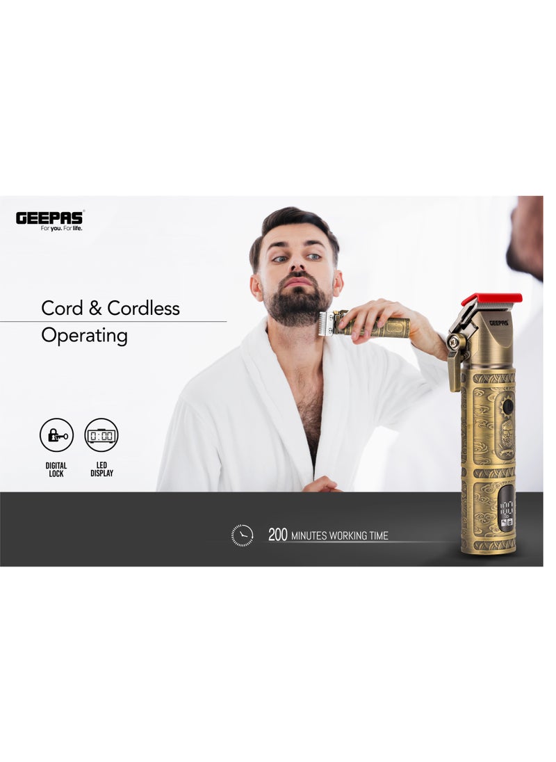 Professional Hair And Beard Clipper With High Capacity Li-ion Battery And Fast Charging, 6 Separate Comb Attachments and 1 Protection Cap | LED Display, Perfect for Home and Saloon