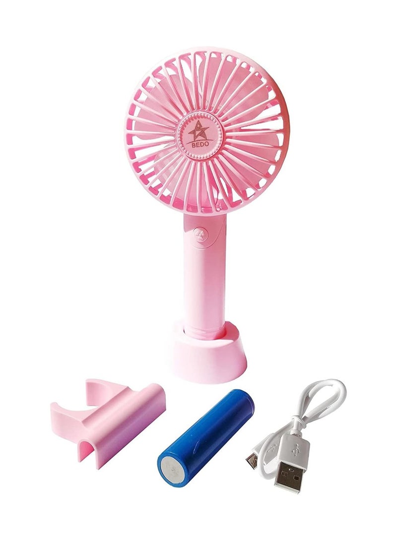 بيدو مروحة بيدو صغيرة محمولة قابلة للشحن للأطفال (وردي)