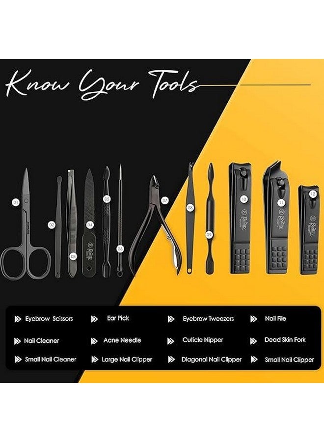 REDITEX BLUE CRANE Essentials Manicure Set Nail Clippers, Stainless Steel Nail Scissors Grooming Kit, Acne needle, Blackhead Tool Leather Travel Case (Yellow) - Image 5