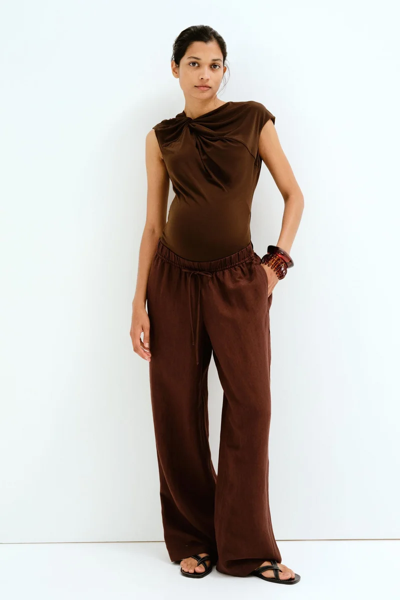 اتش اند ام بنطلون كتان بقصّة ماما لفترة الحمل والولادة