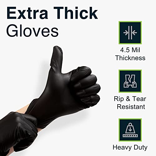 FifthPulse Disposable Black Nitrile Gloves X Large 50 Count - Extra Thick 4.5 Mil - Powder and Latex Free Rubber Gloves - Surgical Medical Exam Gloves - Food Safe Cooking Gloves - Image 2