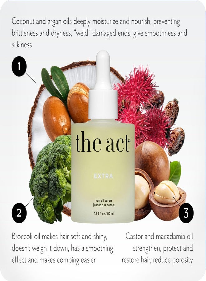 The Act EXTRA Hair Oil Serum for Damaged, Brittle, Dry Hair with Coconut, Argan & Castor Oils - Strengthening & Nourishing Elixir, Ideal for All Hair Types - Non Greasy Finish 1.69 fl oz - Image 5