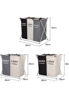 Generic Foldable Laundry Basket for Bedroom, Bathroom, Dorm, Dirty Clothes Hamper Divided Waterproof with Aluminum Frame IR  - Image 3