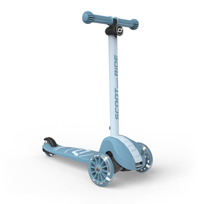 SCOOT AND RIDE Highwaykick 3S LED Steel – Adjustable 3-Wheel Kids Scooter with Light-Up Wheels, Foldable & Stable Design for Ages 3+ - Image 1