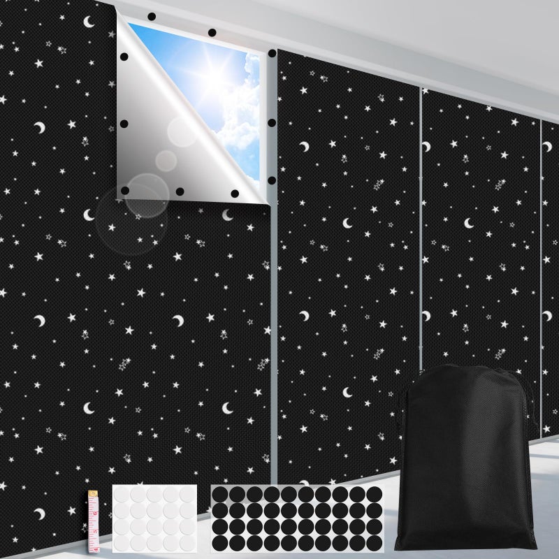 Fadoty 100% Blackout Window Cover Film  Portable Black Out Curtains For Bedroom  Cuttable Blackout Shades Fabric Sheet  No Drill Window Blinds  Sun Heat Light Blocker For Travel Media Dorm  57'' W - Image 1