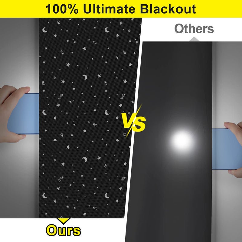 Fadoty 100% Blackout Window Cover Film  Portable Black Out Curtains For Bedroom  Cuttable Blackout Shades Fabric Sheet  No Drill Window Blinds  Sun Heat Light Blocker For Travel Media Dorm  57'' W - Image 2
