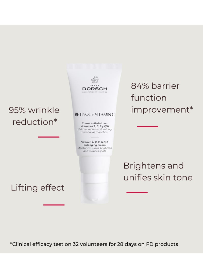 FARMA DORSCH - FARMA DORSCH Retinol + Vitamin C - Antiaging & Moisturising Cream with Antiaging Vitamins - Retinol Cream for Face - Dark circle Removal Cream, Dark Spot Remover, Anti Wrinkle Face Cream - 50ml - Image 1