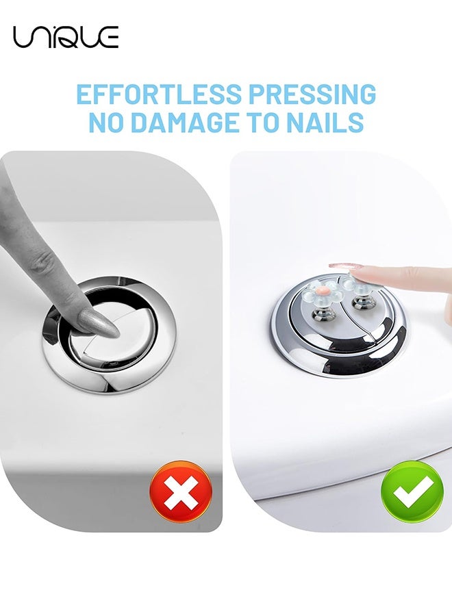 يونيك 2 قطعة زر المرحاض انتهازي لحماية الأظافر - زهرة مرحاض زر انتهازي - اكسسوارات رافع مقعد المرحاض - لغطاء المرحاض وأغطية الخزان درج مرحاض زر مساعدة ديكور الحمام (أزرق شفاف) - Image 3