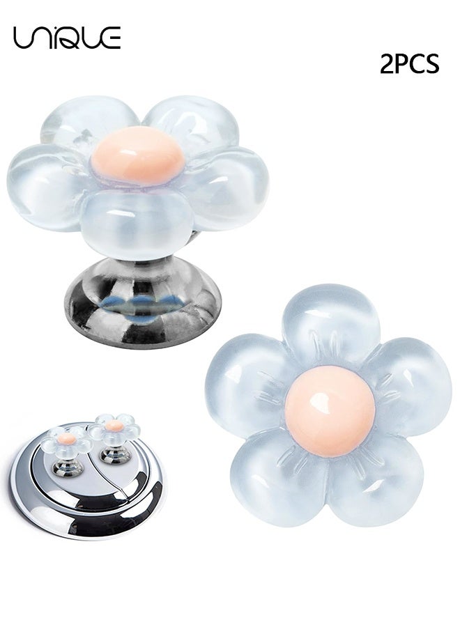 يونيك 2 قطعة زر المرحاض انتهازي لحماية الأظافر - زهرة مرحاض زر انتهازي - اكسسوارات رافع مقعد المرحاض - لغطاء المرحاض وأغطية الخزان درج مرحاض زر مساعدة ديكور الحمام (أزرق شفاف) - Image 1