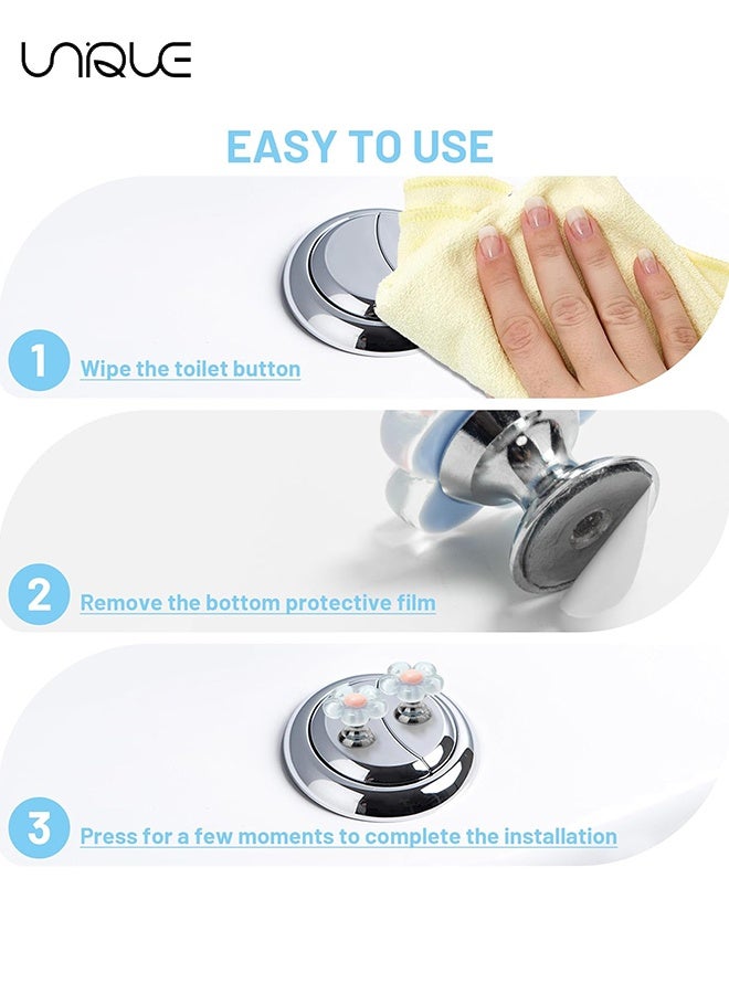 يونيك 2 قطعة زر المرحاض انتهازي لحماية الأظافر - زهرة مرحاض زر انتهازي - اكسسوارات رافع مقعد المرحاض - لغطاء المرحاض وأغطية الخزان درج مرحاض زر مساعدة ديكور الحمام (أزرق شفاف) - Image 5