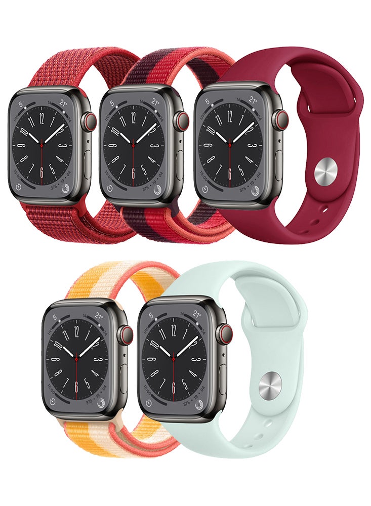 Perfii 5pcs Watch Bands Replacement for Apple Watch Strap Compatible with Apple Watch 49/46/45/44/42mm Series 10/9/8/7/6/5/4/SE/Ultra - Image 1