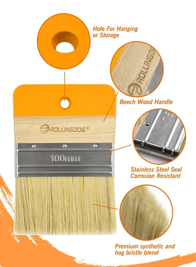 ROLLINGDOG 4" Flat Paddle Paint Brush - Decorative Brush for Walls Texture Paint and Artist Painting - Image 4