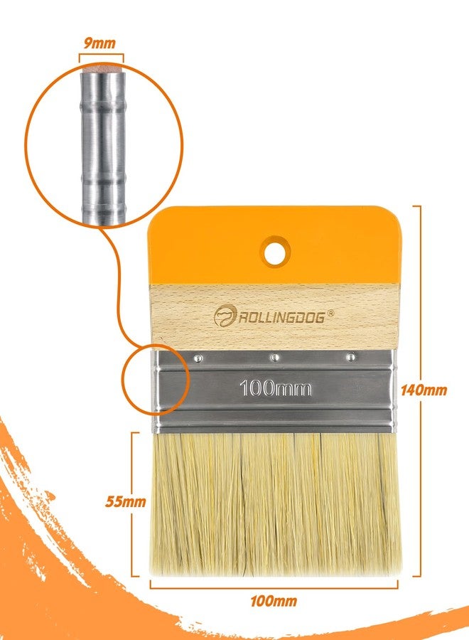 ROLLINGDOG 4" Flat Paddle Paint Brush - Decorative Brush for Walls Texture Paint and Artist Painting - Image 3