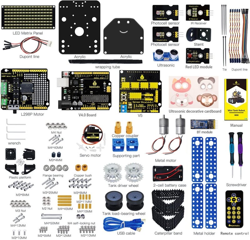 Keyestudio Smart Robot Car Kit V2 for Arduino IDE, with Line Tracking Module, Ultrasonic Sensor, IR Module, Intelligent and Educational Toy Robot Kit for Kids and Youth Adults - Image 2