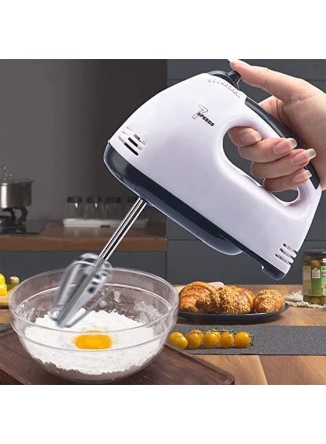خلاط يد كهربائي Super Hand Mixer بقدرة 260 واط و7 سرعات مع مضارب وخطافات عجن من الستانلس ستيل للخبز والخفق والخلط والعجن - Image 2