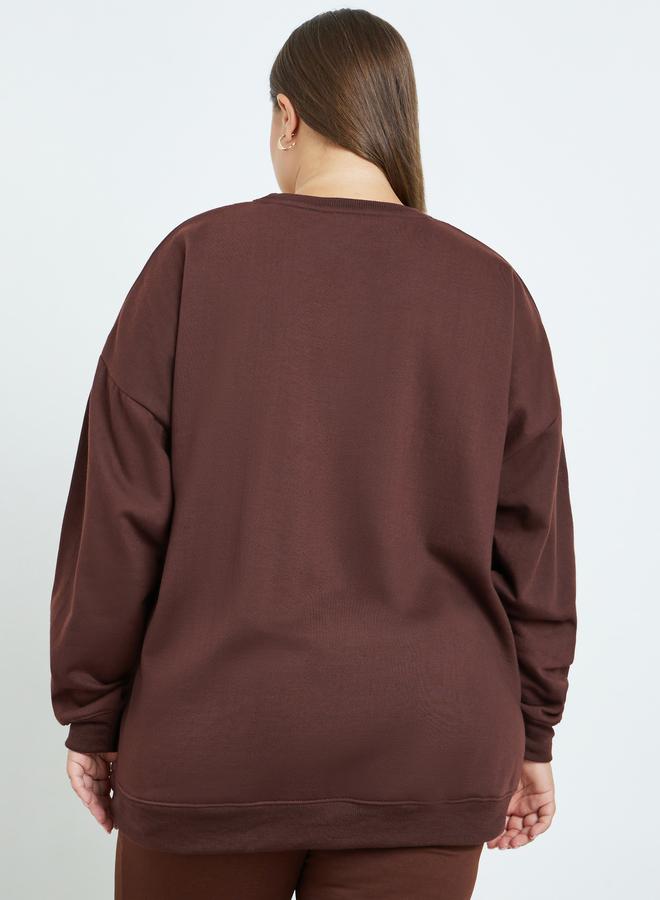 Styli Plus Size Oversized Longline Sweatshirt - Image 4