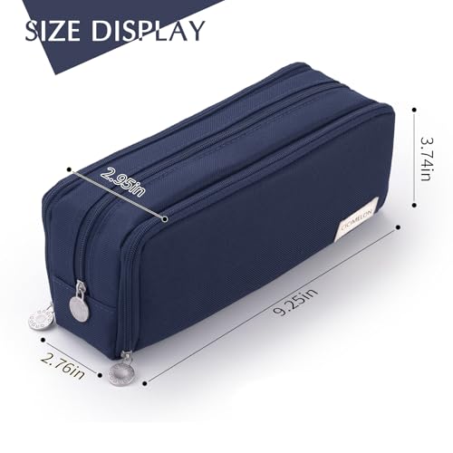 CICIMELON Large Capacity Pencil Case 3 Compartment Pouch Pen Bag for School Teen Girl Boy Men Women (Navy) - Image 5