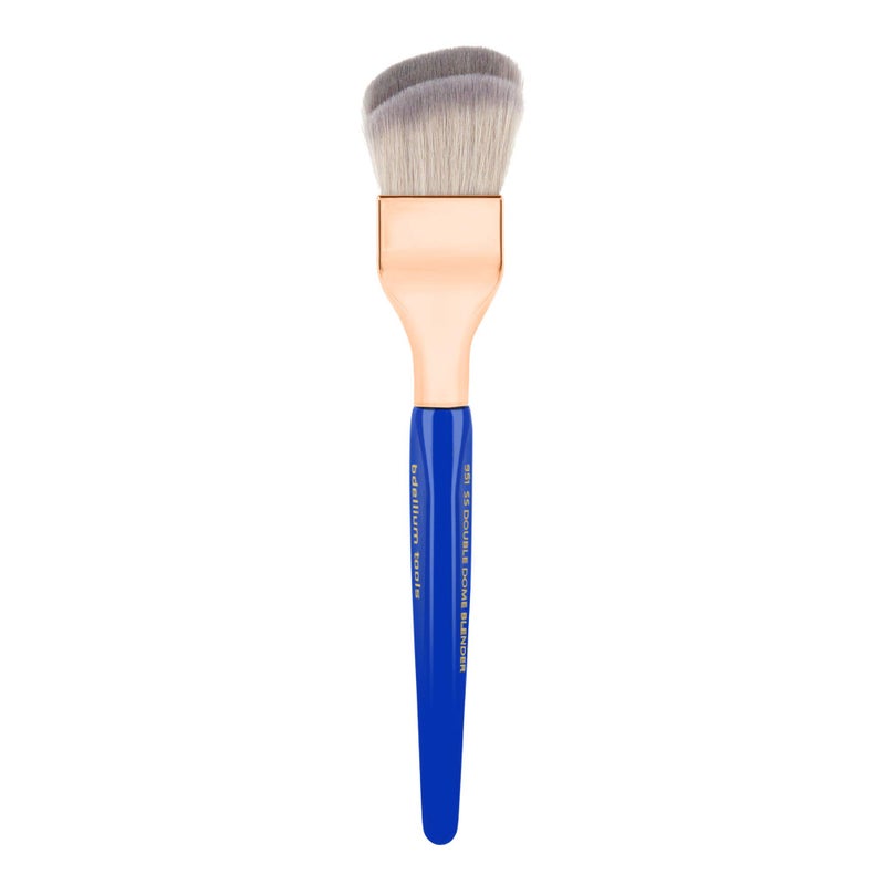 Bdellium Tools Professional Makeup Brush - Golden Triangle 951 Small Slanted Double Dome Blender - With All Vegan and Soft Synthetic Fibers, For Application & Blending (Blue, 1pc) - Image 1