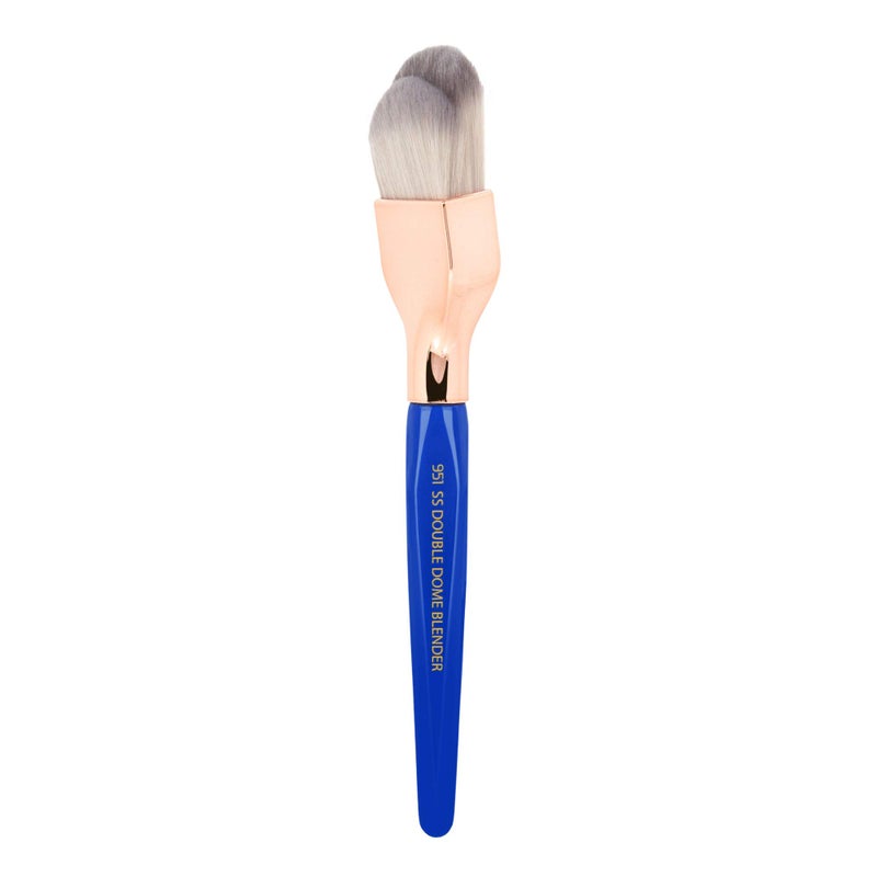 Bdellium Tools Professional Makeup Brush - Golden Triangle 951 Small Slanted Double Dome Blender - With All Vegan and Soft Synthetic Fibers, For Application & Blending (Blue, 1pc) - Image 3