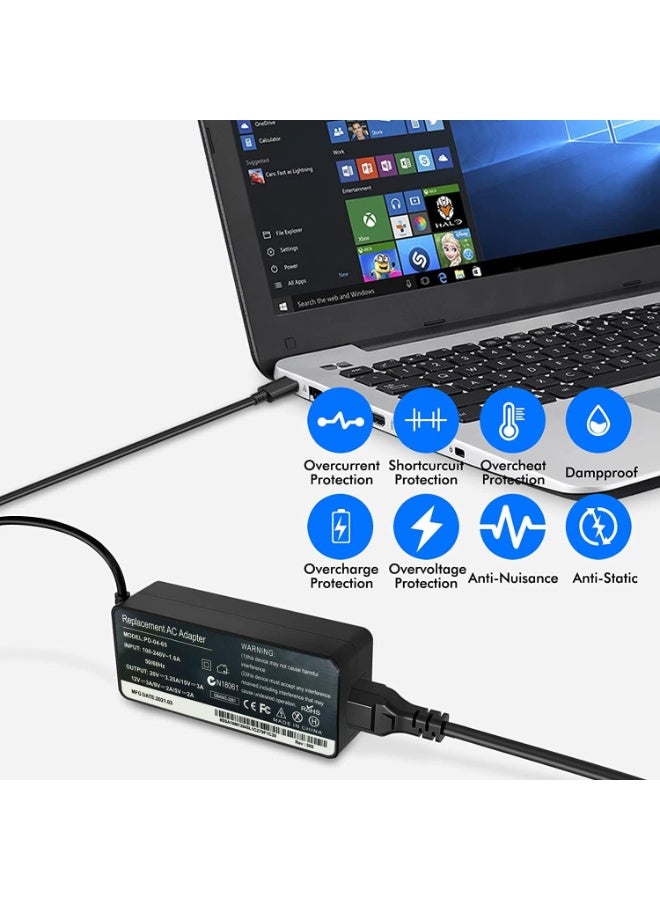 Salab Universal 65W USB C Charger - USB C Replacement Laptop Charger Compatible with Huawei Lenovo HP Asus Dell Samsung Acer Mac Book pro And All Computer or Smart Phones, Fast Type C AC Power Adapter Cord - Image 3