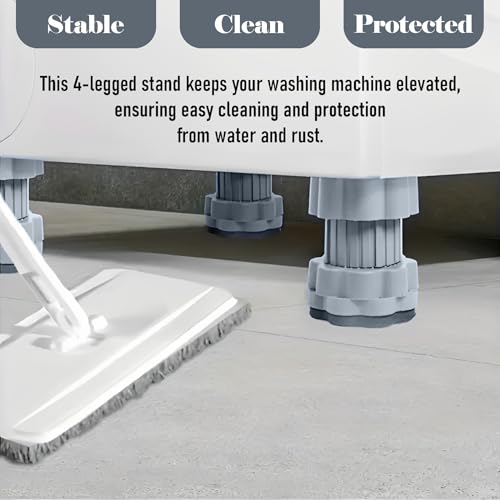 HOMIFLY Washing Machine Vibration Pads/Bracket Base for Washing Machine/Refrigerator Stand with Height Adjustment Feet/Washing Machine Stand/Floor Trays - Grey (4 Pcs Set) - Image 4