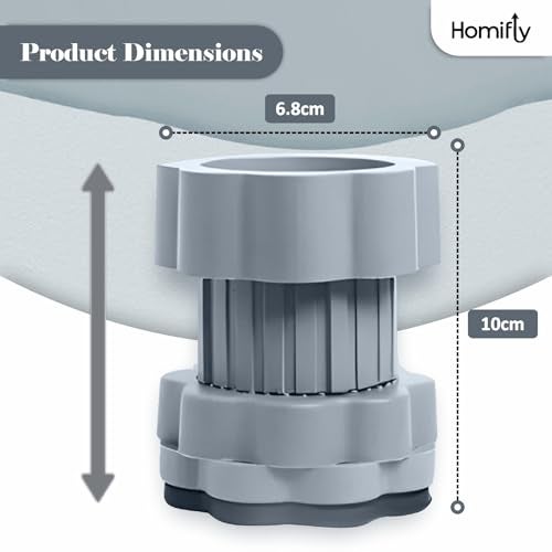 HOMIFLY Washing Machine Vibration Pads/Bracket Base for Washing Machine/Refrigerator Stand with Height Adjustment Feet/Washing Machine Stand/Floor Trays - Grey (4 Pcs Set) - Image 3
