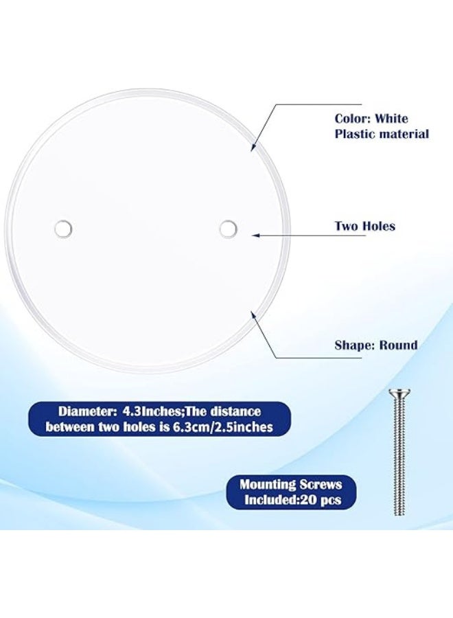 erorex 10 Pcs Ceiling Cover Plate, Metal Blank Cleanout Cover with Center, 4.3 Inch Ceiling Plate For Outlet And Wall Light Hole, With Hole Spacing 2.5 Inch, White - Image 3