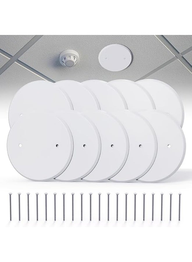 erorex 10 Pcs Ceiling Cover Plate, Metal Blank Cleanout Cover with Center, 4.3 Inch Ceiling Plate For Outlet And Wall Light Hole, With Hole Spacing 2.5 Inch, White - Image 1