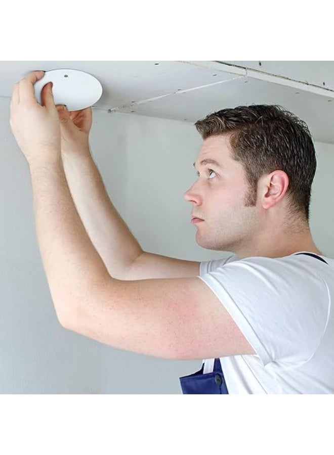 erorex 10 Pcs Ceiling Cover Plate, Metal Blank Cleanout Cover with Center, 4.3 Inch Ceiling Plate For Outlet And Wall Light Hole, With Hole Spacing 2.5 Inch, White - Image 4