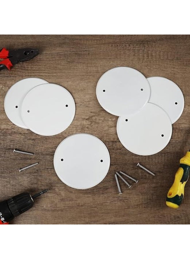 erorex 10 Pcs Ceiling Cover Plate, Metal Blank Cleanout Cover with Center, 4.3 Inch Ceiling Plate For Outlet And Wall Light Hole, With Hole Spacing 2.5 Inch, White - Image 5