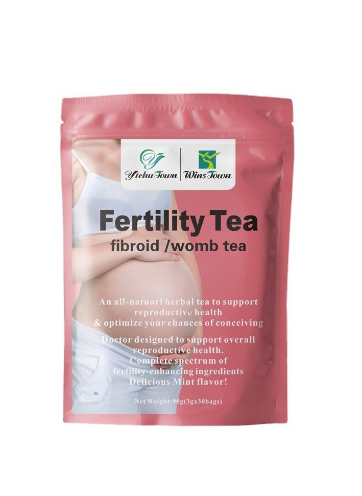 Wins Town شاي الأعشاب لخصوبة النساء، معزز الشاي للحمل، تنظيم الهرمونات وإزالة السموم، تجديد الطاقة والدم لخصوبة النساء 30 كيس - Image 1