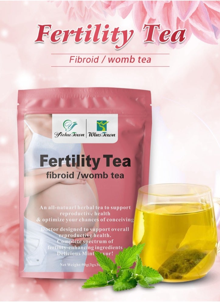 Wins Town شاي الأعشاب لخصوبة النساء، معزز الشاي للحمل، تنظيم الهرمونات وإزالة السموم، تجديد الطاقة والدم لخصوبة النساء 30 كيس - Image 2
