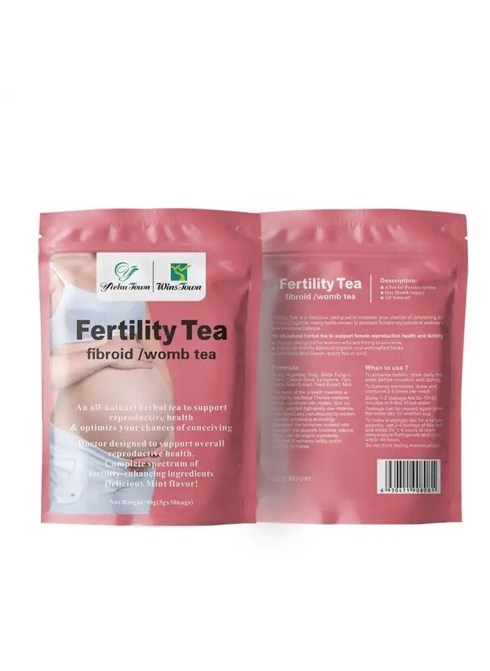 Wins Town شاي الأعشاب لخصوبة النساء، معزز الشاي للحمل، تنظيم الهرمونات وإزالة السموم، تجديد الطاقة والدم لخصوبة النساء 30 كيس - Image 5