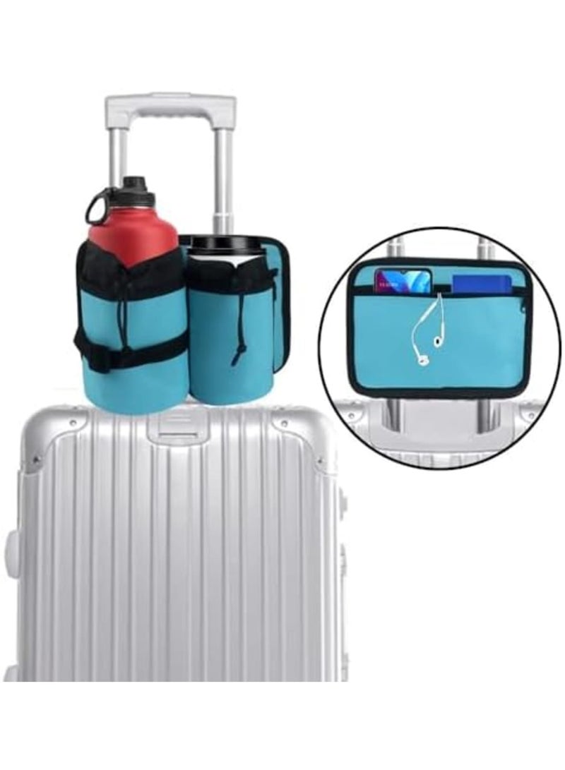 Barakah Travel Cup Holder for Suitcase - Adjustable Drink Sleeve Fits Roll-On Luggage Handles, Holds Coffee Cups & Water Bottles, Hands-Free Carry-On Accessory (Lake Blue) - Image 3